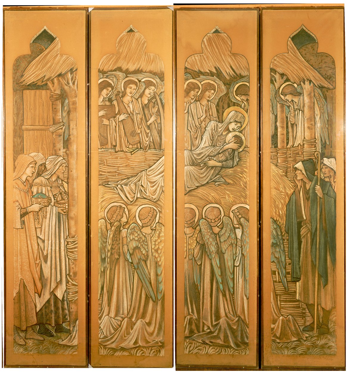 Születés, rajzfilmek a St. Deiniol ólomüveg ablakához, Hawarden, 1897 alkotó: Edward Burne Jones