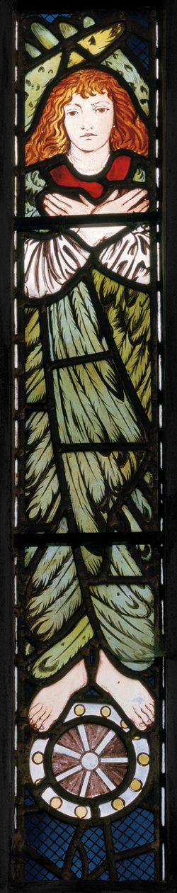 Az Új Jeruzsálem, Angyal, részlet, 1862-3 (ólomüveg) alkotó: Edward Burne Jones