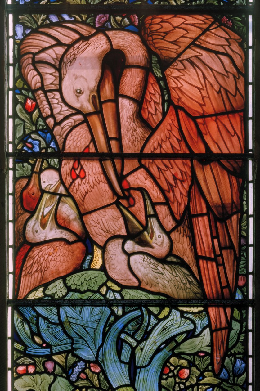 A Pelikán jámborságában, Keleti ablak, 1880 (ólomüveg) alkotó: Edward Burne Jones