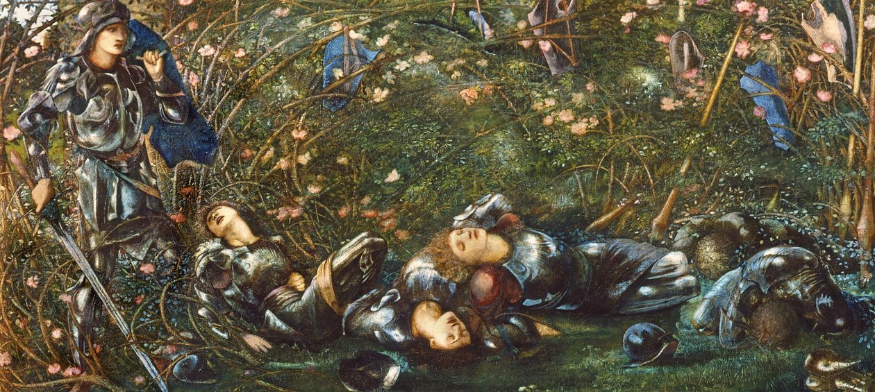 A herceg belép a Briar Woodba, illusztráció a "Briar Rose legendája" 1871-72-ből alkotó: Edward Burne Jones