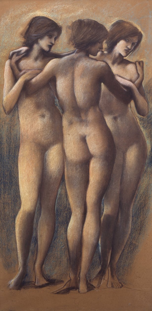 A három grácia, 1885 körül (kréta papíron) alkotó: Edward Burne Jones