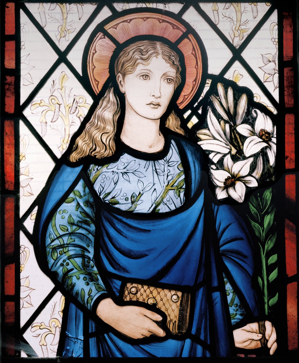 Szűz Mária, 1882 (festett üveg) alkotó: Edward Burne Jones