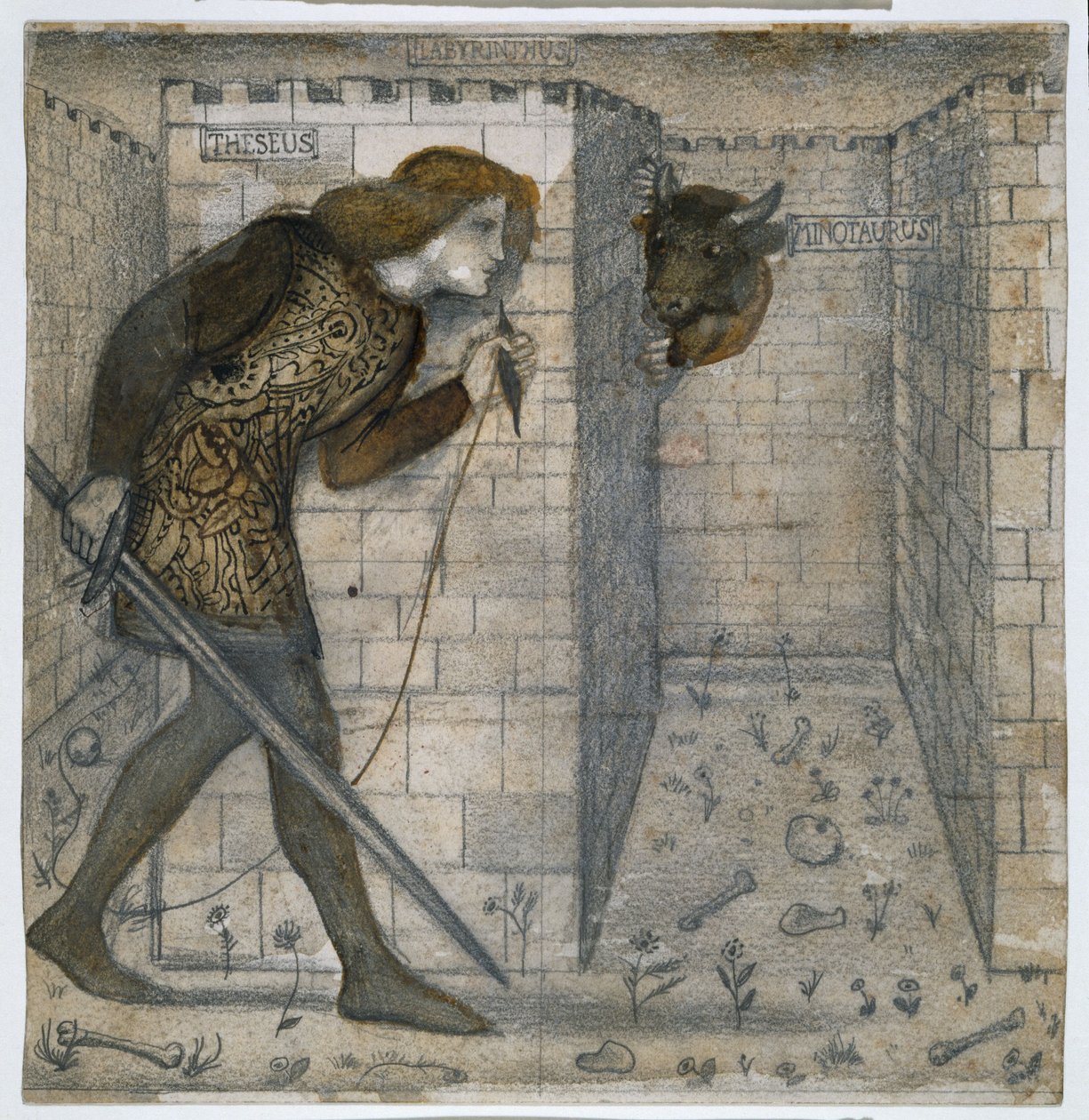 Thészeusz és a Minotaurusz a labirintusban alkotó: Edward Burne Jones