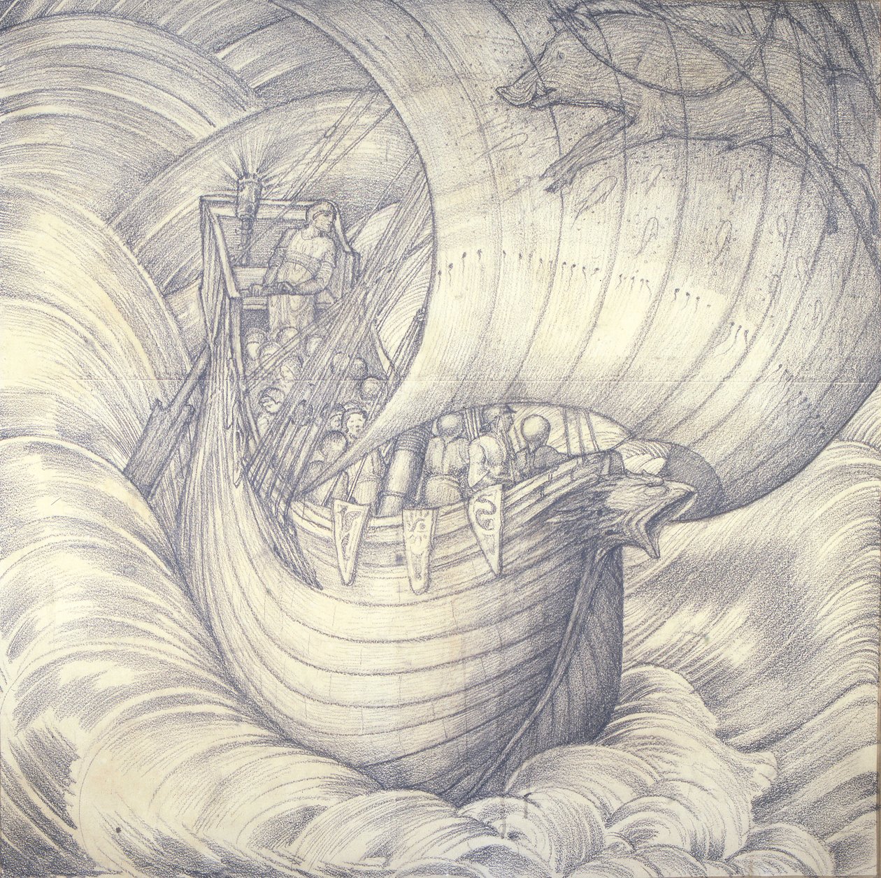 Voyage to Vinland the Good, 1884 (kréta papíron) alkotó: Edward Burne Jones