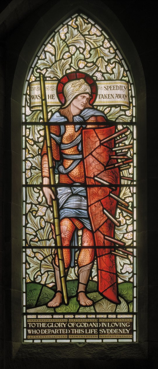 Wilden, All Saints, Morris & Co., Edward Burne-Jones, John Henry Dearle (1859-1932), Fortitude, 1902-1914, Louisa, Alfred, The Baldwins, miniszterelnök, metodista, Worcestershire, Arts & Crafts, Rudya alkotó: Edward Coley and Dearle Burne Jones