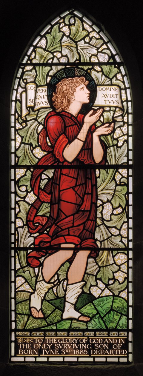 Wilden, All Saints, Morris & Co., Edward Burne-Jones, John Henry Dearle (1859-1932), Samuel, 1902-1914, Louisa, Alfred, The Baldwins, miniszterelnök, metodista, Worcestershire, Arts & Crafts, Rudyard alkotó: Edward Coley and Dearle Burne-Jones