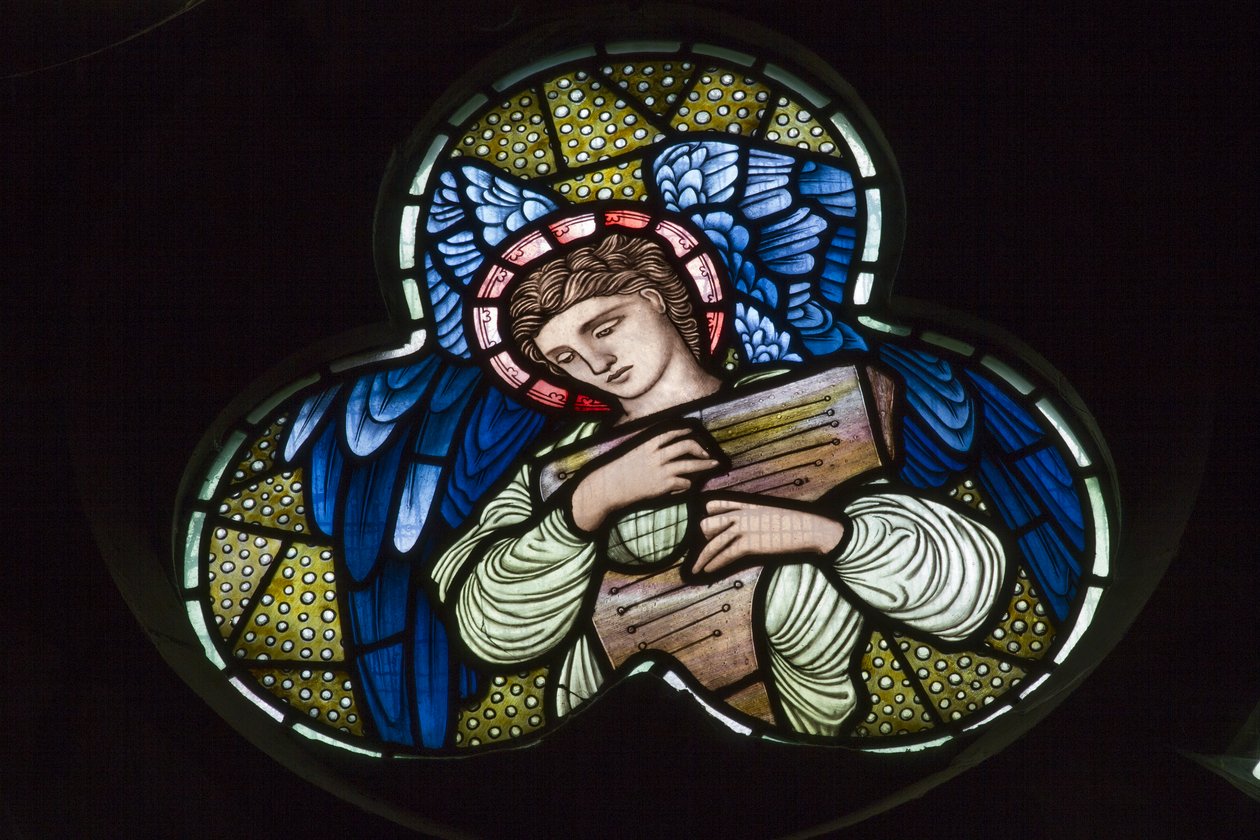 Wilden, All Saints, Morris & Co., Edward Burne-Jones, John Henry Dearle (1859-1932), Angels with Dulcimer, Angel Musicians alkotó: Edward Coley and Dearle John Henry  Burne Jones