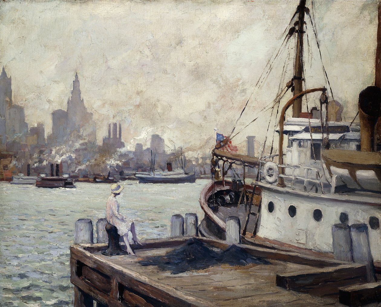 Reggel a New York-i kikötőben alkotó: Edward Cucuel