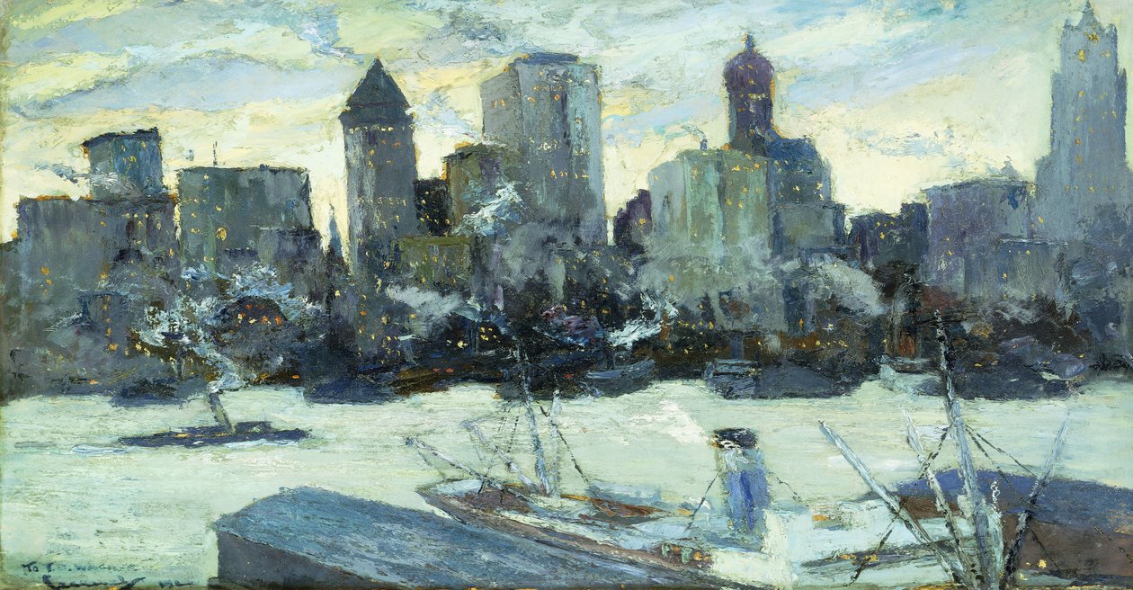 New York kikötője télen alkotó: Edward Cucuel