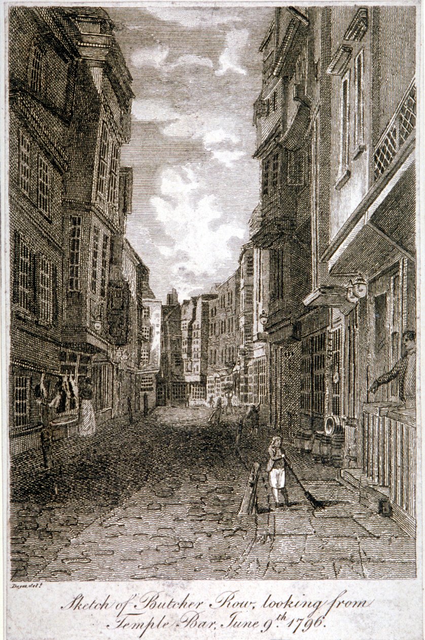 Butcher Row, Westminster, London, 1796. alkotó: Edward Dayes