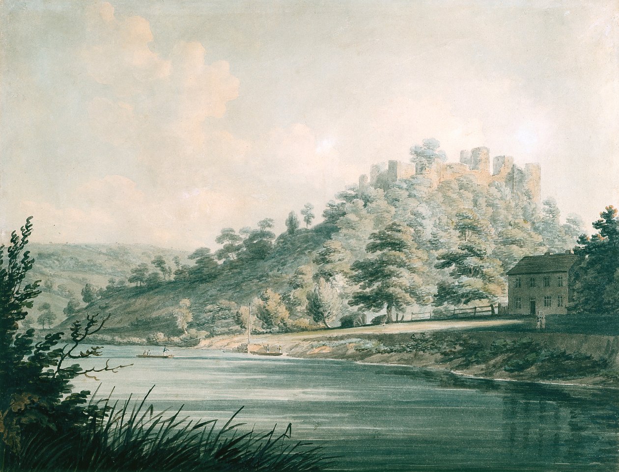 Goodrich kastély a Wye folyón (akvarell ceruza fölött fehér szőtt papíron) alkotó: Edward Dayes