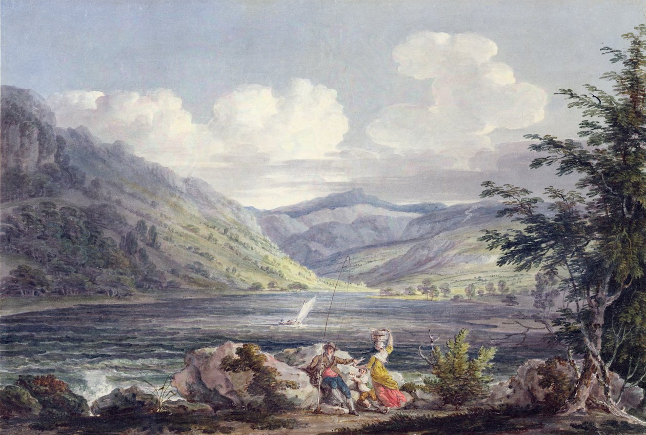 Haweswater, Westmoreland, 1795 körül (wc grafit fölött, szőtt papíron) alkotó: Edward Dayes