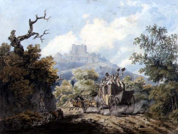 The Dover Mail, 1793 körül (toll, tinta és akvarell papíron) alkotó: Edward Dayes