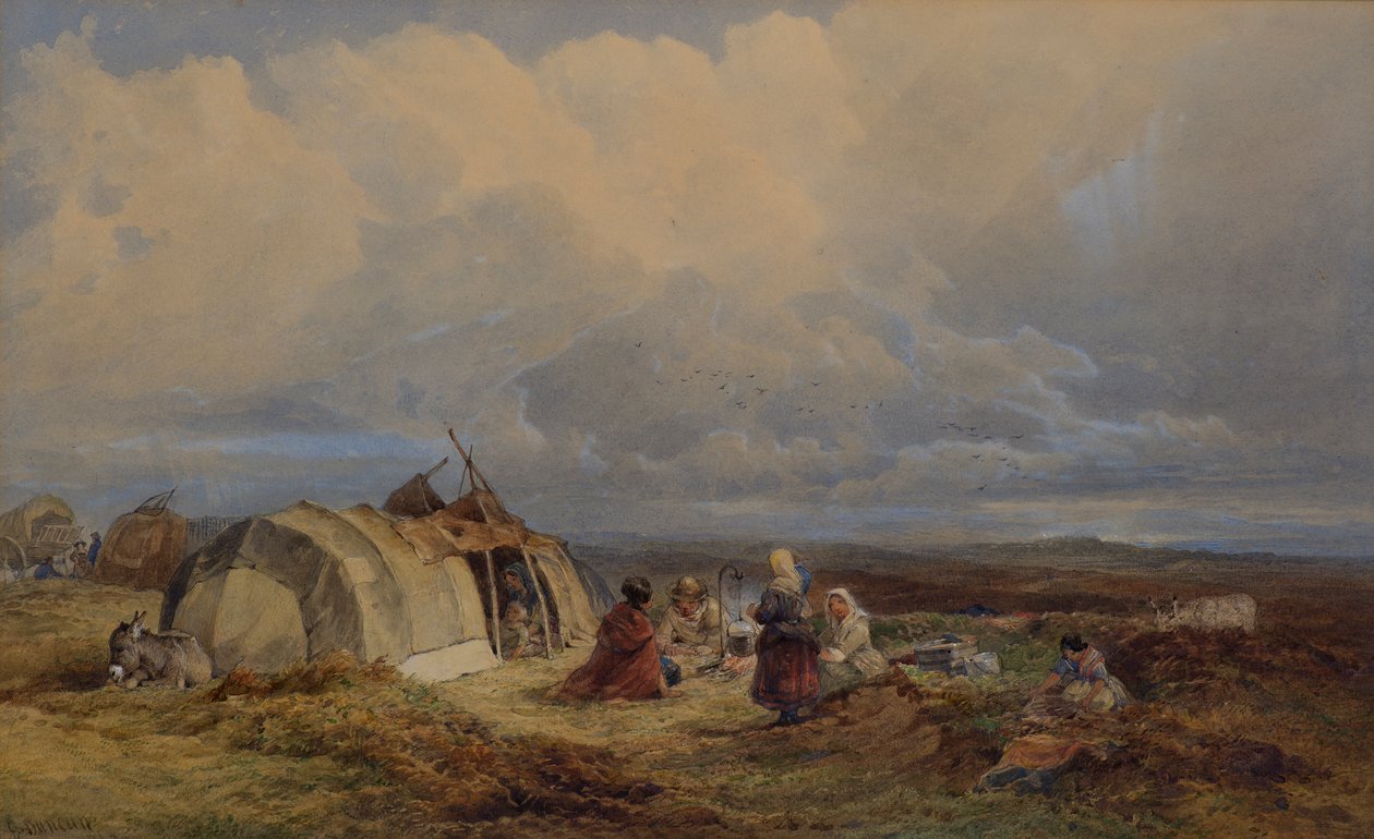Cigánytábor, 1863 körül (akvarell) alkotó: Edward Duncan