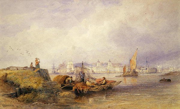 Greenwichi kórház a Temzén alkotó: Edward Duncan