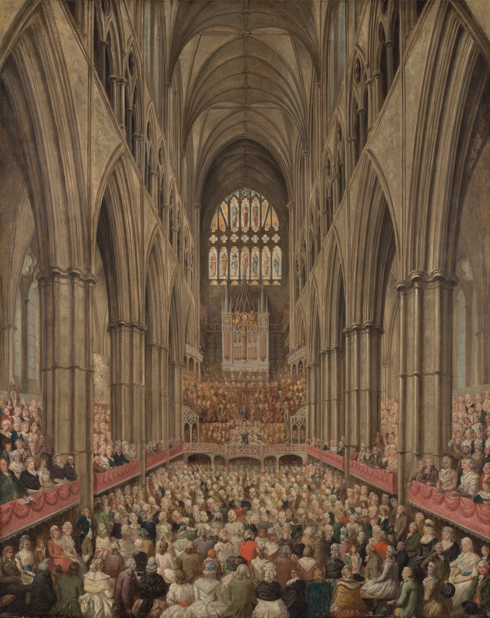 A Westminster-apátság belső képe a Händel emlékére, a menedzser dobozából alkotó: Edward Edwards