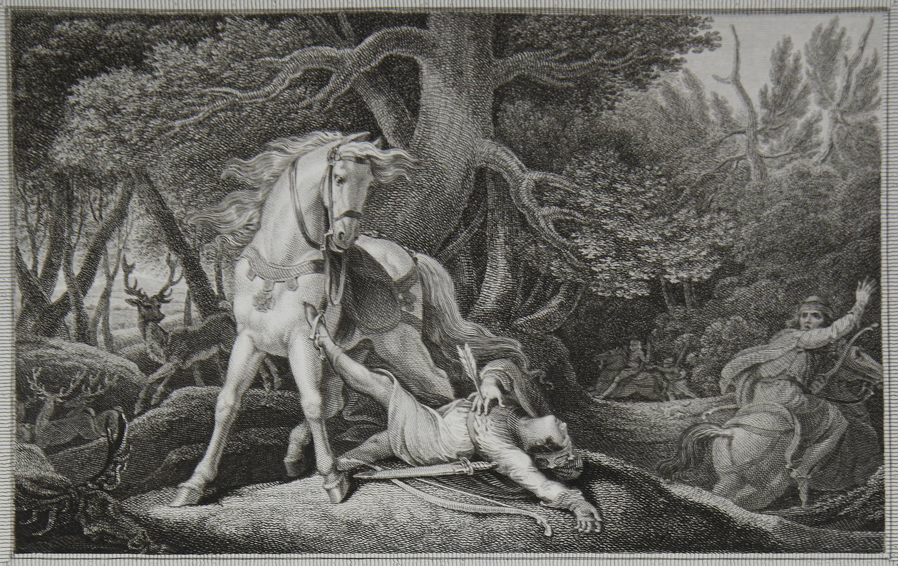 William Rufus halála, Neagle metszete, illusztráció David Hume 