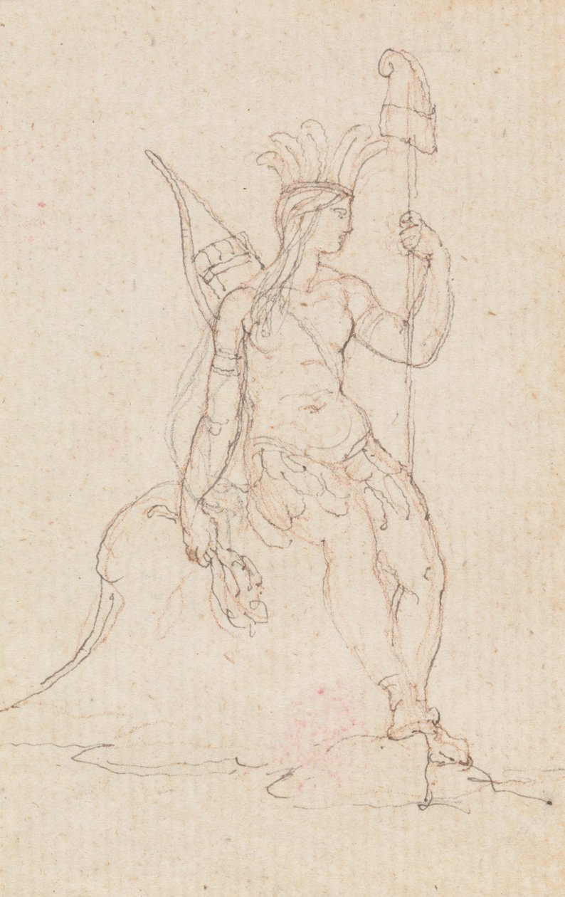Amerika allegóriája a Szabadság sapkáját cipelő Amerika 1760-1848 körül (toll, fekete tinta, grafit és vörös kréta) alkotó: Edward Francis Burney