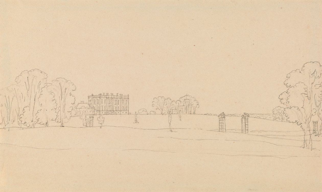 Easton Neston távoli kilátása, Northants alkotó: Edward Francis Burney