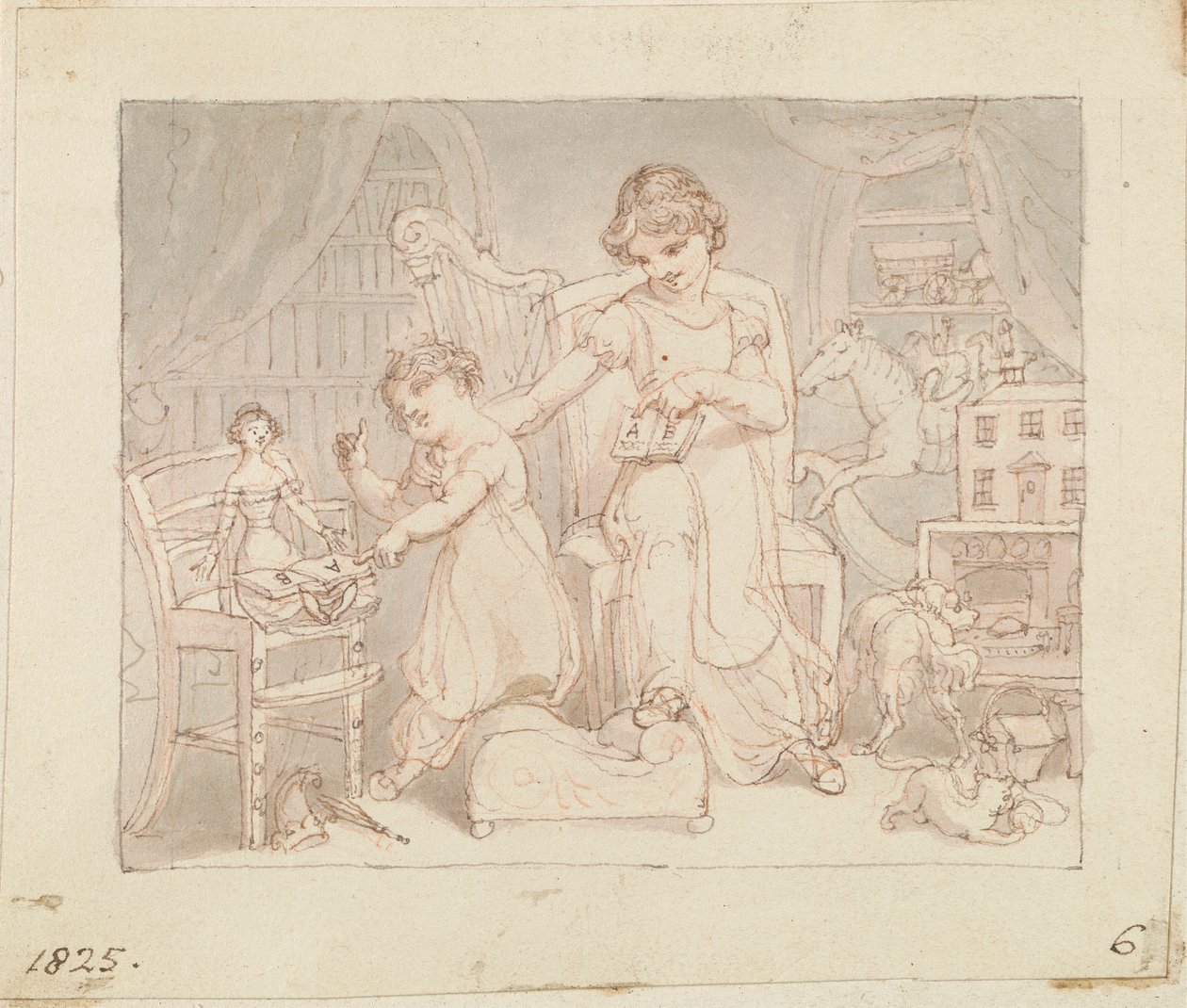 Illusztráció: Az új baba: cím nélkül alkotó: Edward Francis Burney