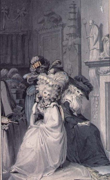 Hölgy a mosdóban (rajz) alkotó: Edward Francis Burney