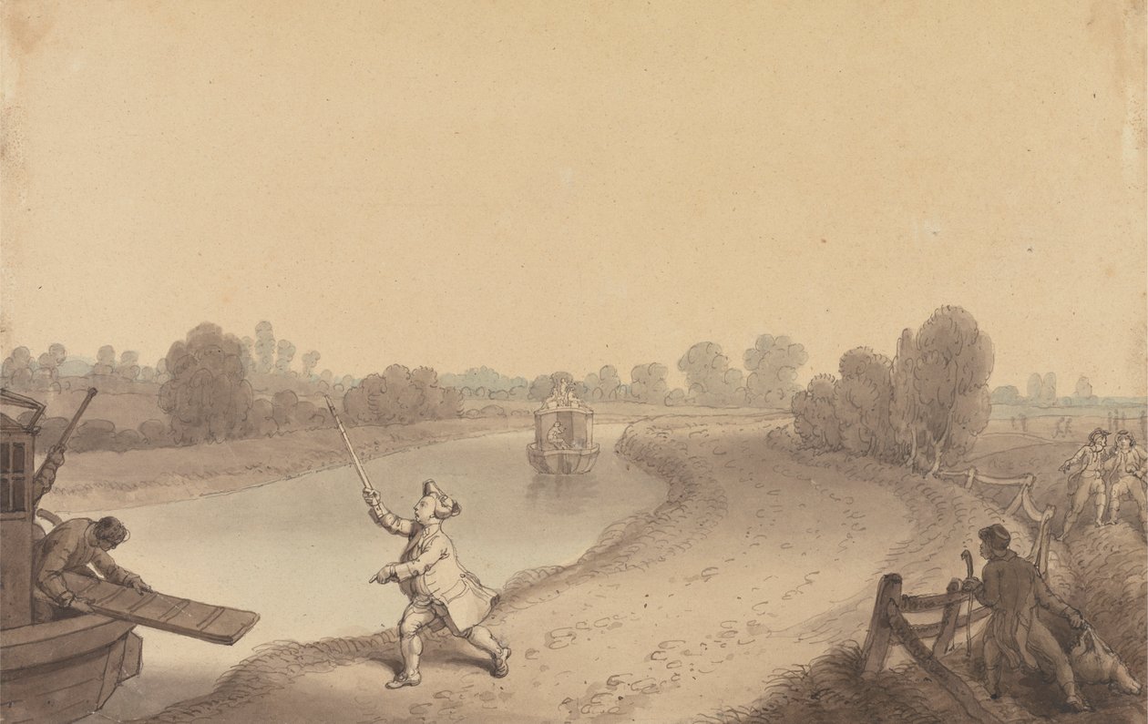 Paddington-csatorna: A Wormwood Scrubs csomópontja, egy utassal az Uxbridge átjáróhajót alkotó: Edward Francis Burney