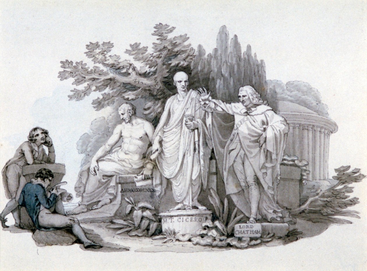 "Két fiatal, aki Démoszthenész, Cicero és Pitt szobrain gondolkodik", 1780-1848 alkotó: Edward Francis Burney