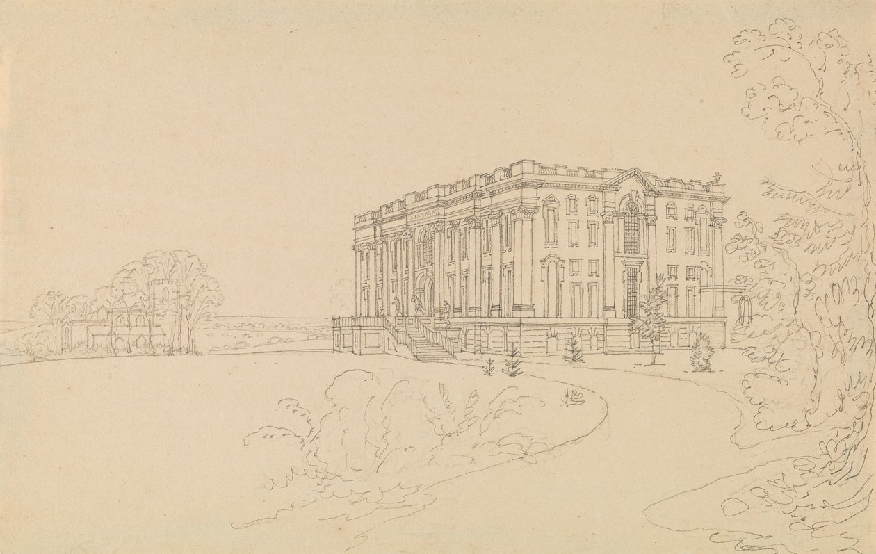 Easton Neston, Northants kilátása alkotó: Edward Francis Burney