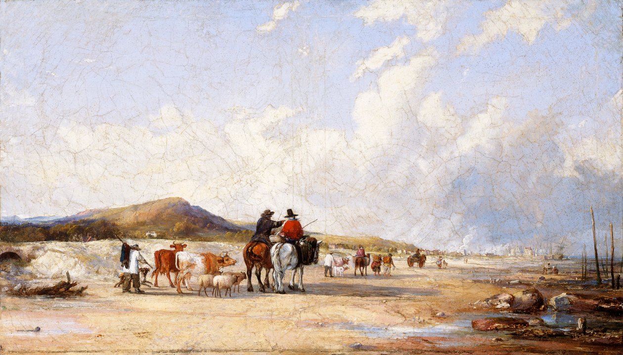 „Crossing the Sand to Swansea market”, 1850-es évek alkotó: Edward Francis Drew Pritchard