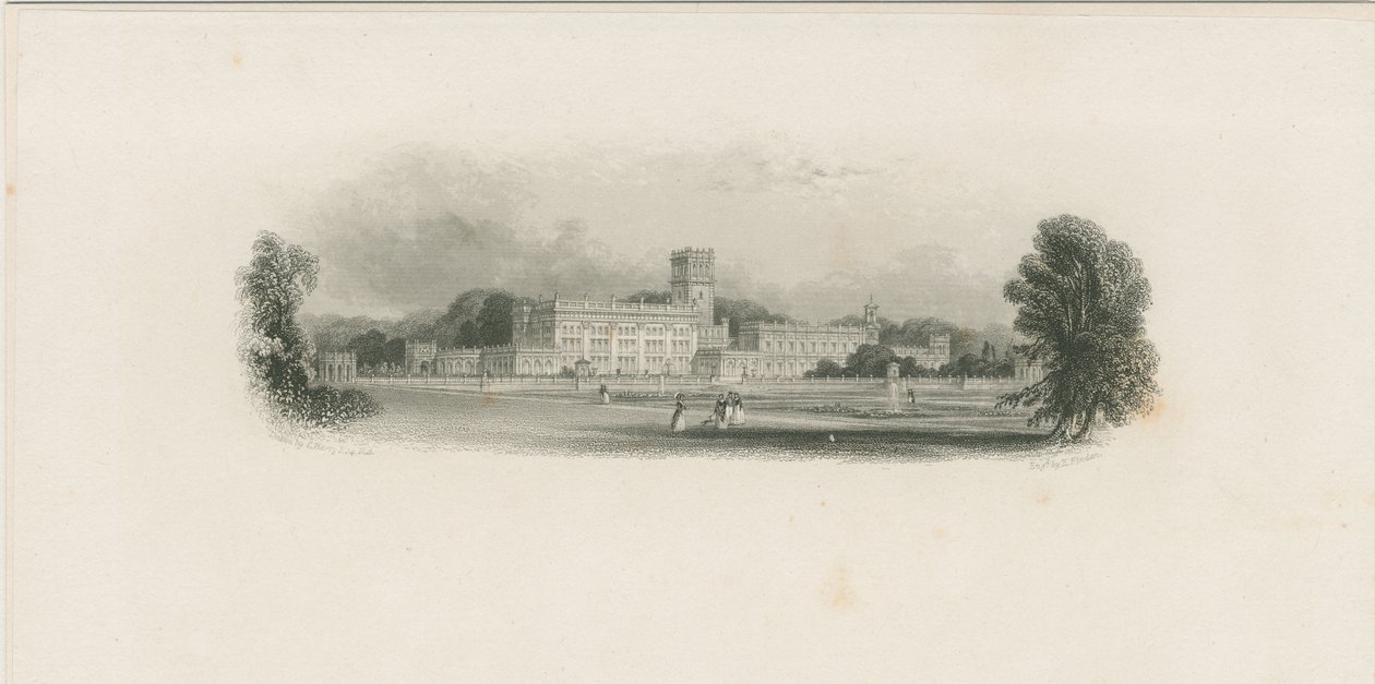 Trentham Hall: acélmetszet, és [?19. század közepe] (nyomtatás) alkotó: Edward Francis Finden