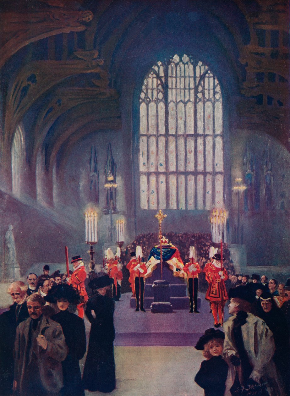Népe tisztelete: Edwards király az államban fekszik, Westminster Hall, 1910. május 16-19. 1911 alkotó: Edward Frederick Skinner