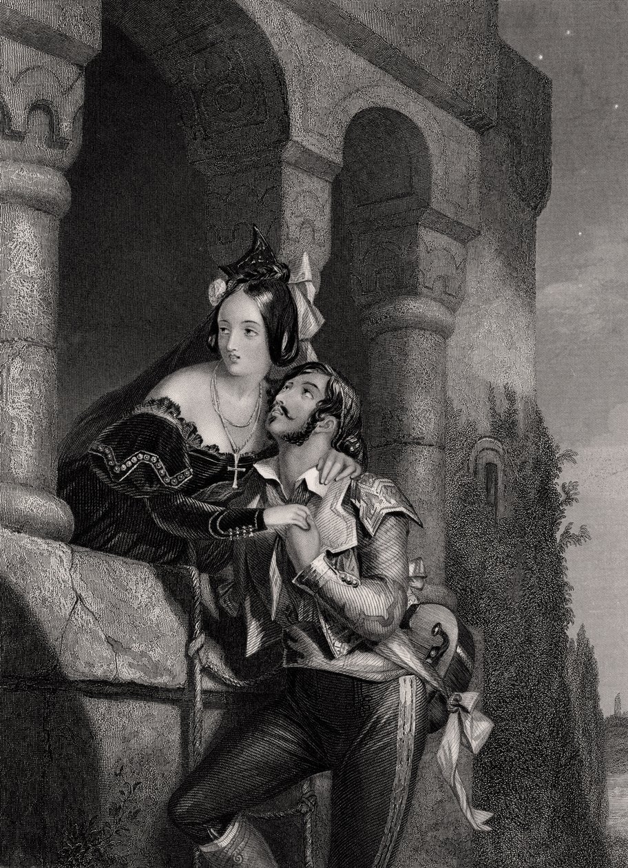 „Jó éjszakát, ezerszer, jó éjszakát”, metszett W.H. Egleton, William Shakespeare (1564-1616) Rómeó és Júliájából alkotó: Edward Henry Corbould