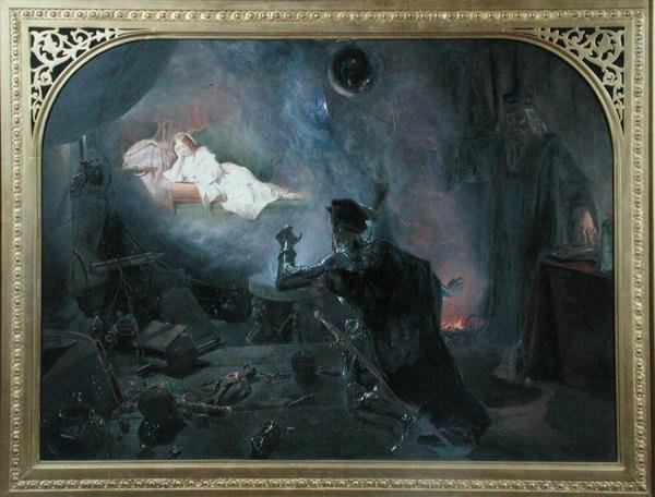 Surrey grófja "Geraldine Fayre-t látva a varázstükörben alkotó: Edward Henry Corbould