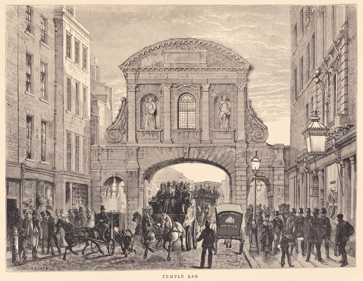 Temple Bar in Fleet Street, 1870 körül alkotó: Edward Henry Fahey