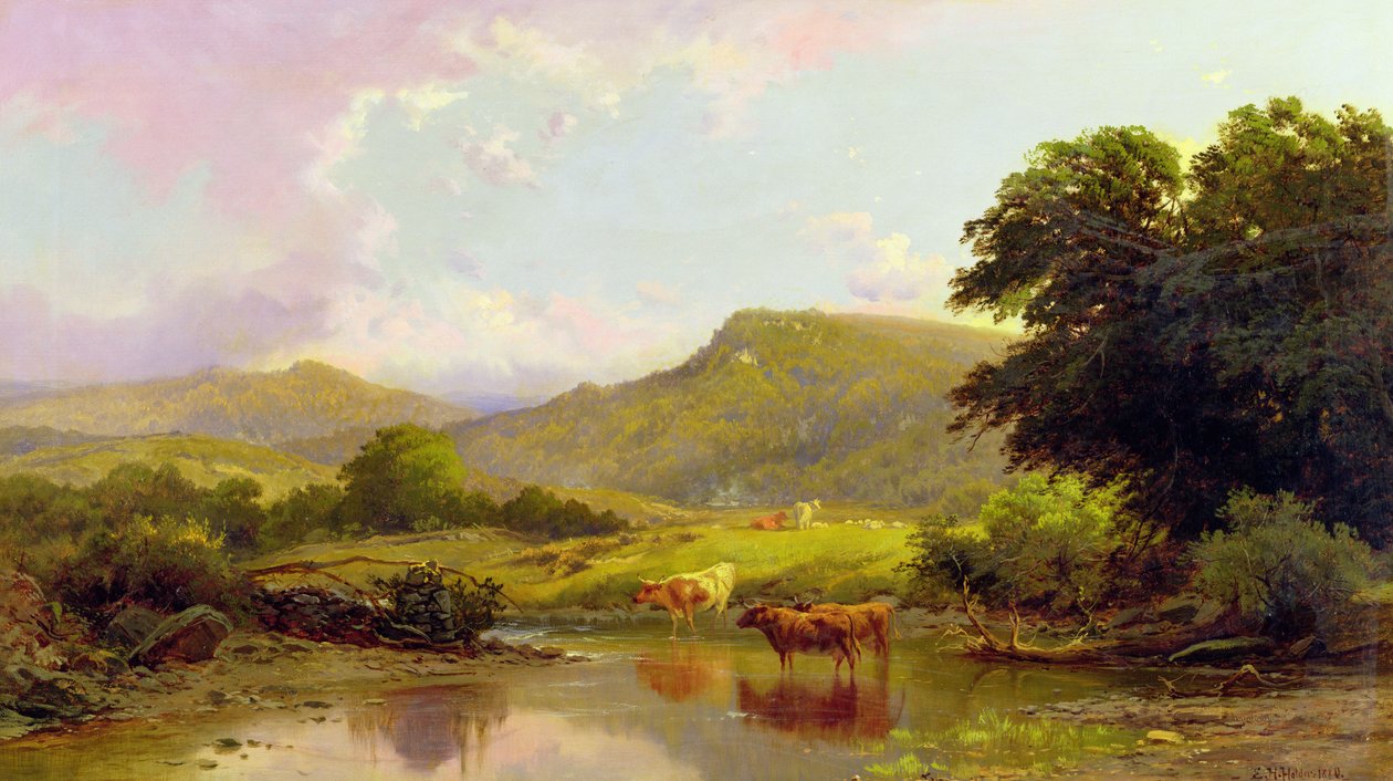 Jelenet a Conwy folyón, Betws-y-Coed, Észak-Wales alkotó: Edward Henry Holder