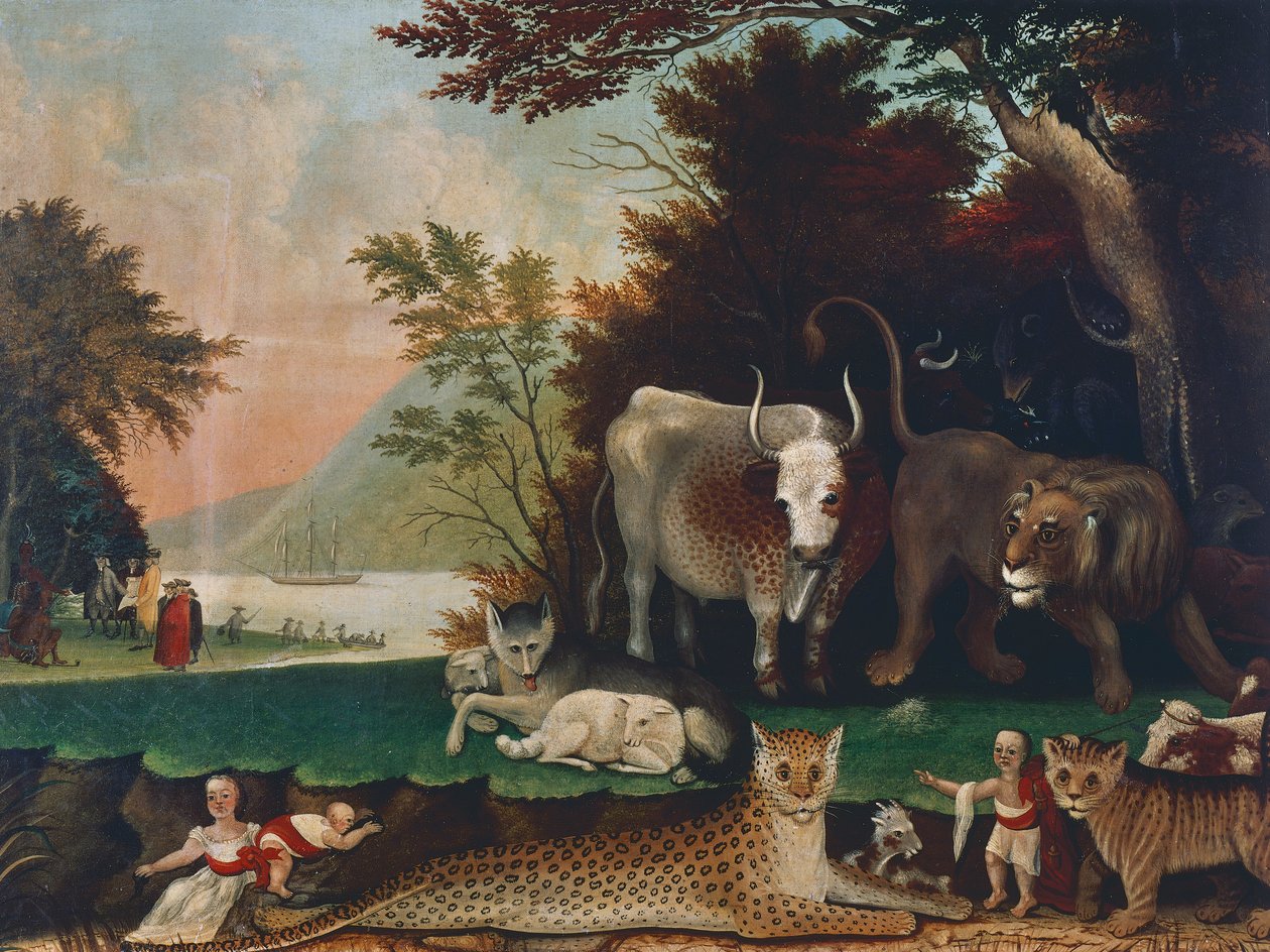 Békés királyság, 1848 körül, Edward Hicks (1780-1849) festménye, Olaj, vászon, 60,6x81 cm, USA alkotó: Edward Hicks