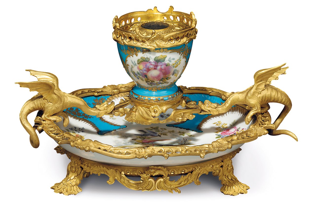Egy William IV. Sevres-stílusú, türkizkék őrölt jeladó, porcelán valószínűleg 18. századi, ormolu 1835-40 körül alkotó: Edward Holmes Baldock
