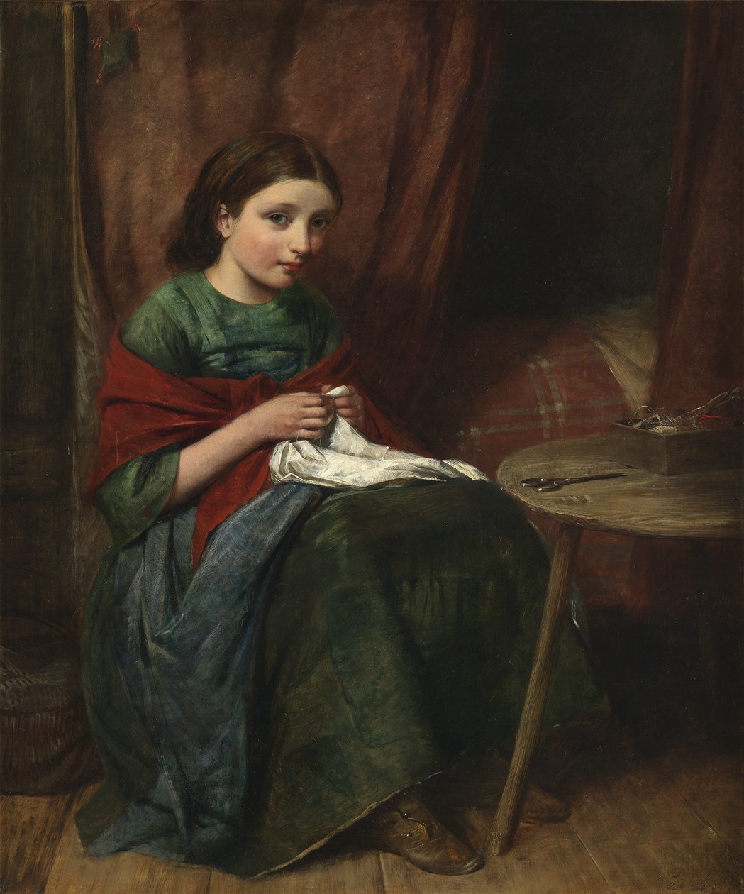 A hímzőnő, 1864 alkotó: Edward John Cobbett
