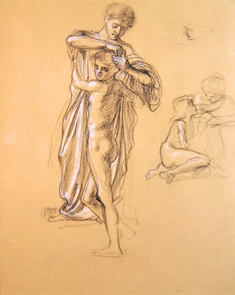 Study for Idle Fears (I), 1893 (kréta papíron) alkotó: Edward John Poynter