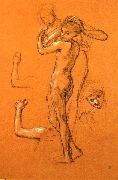 Study for Idle Fears (II.), 1893 (kréta papíron) alkotó: Edward John Poynter