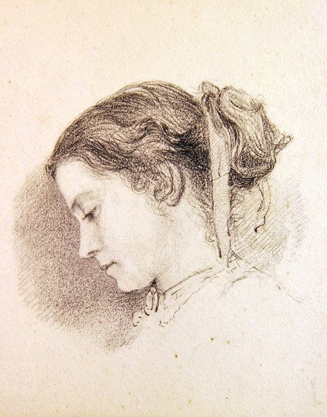 Egy lány fejének tanulmányozása (ceruza papíron) alkotó: Edward John Poynter