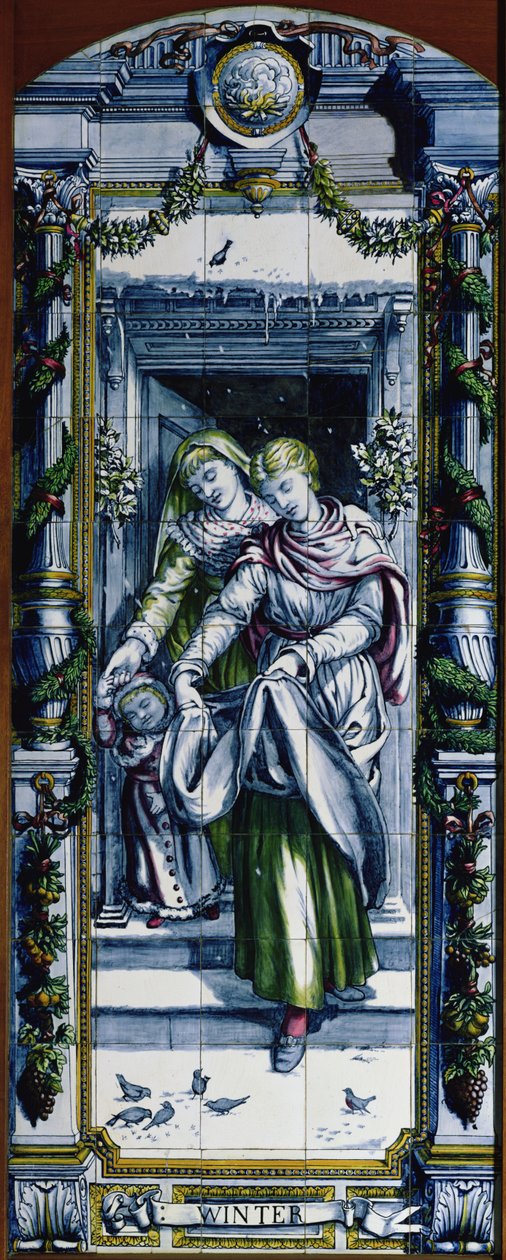 Tél, Sir Edward Poynter által tervezett és a Minton, Campbell and Company által a Dutch Kitchen számára készített csempepanelek sorozatából, 1867-8 (kerámia) alkotó: Edward John Poynter