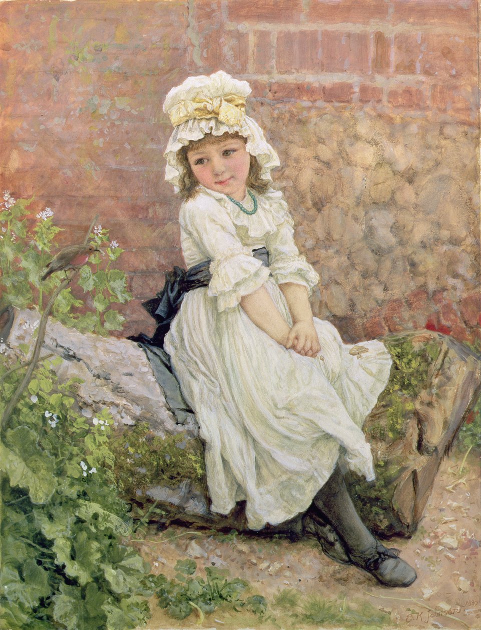 Az új barát, 1880 (wc fehér színnel kiemelve) alkotó: Edward Killingworth Johnson