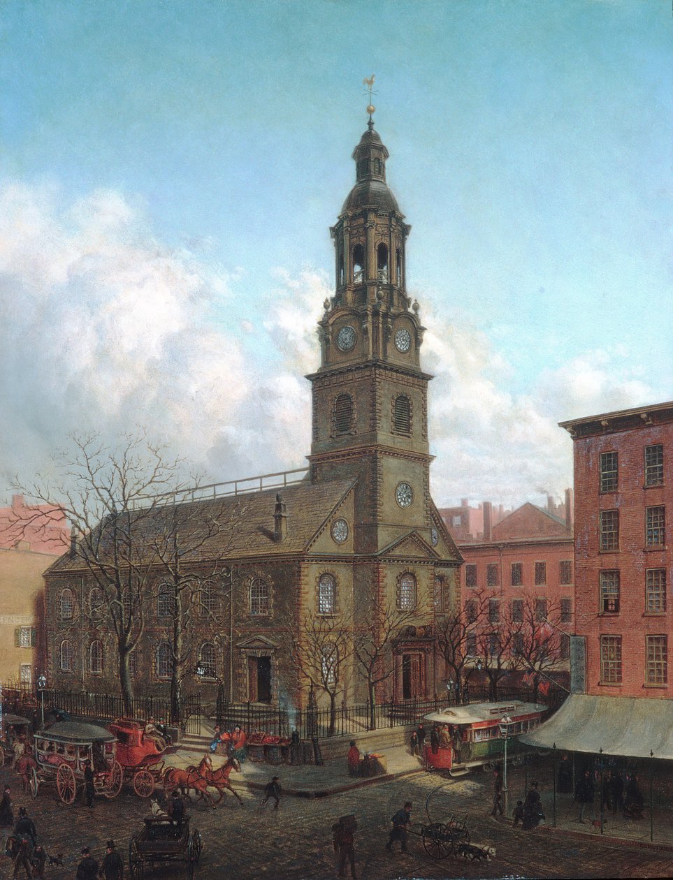 Az észak-holland templom, Fulton és William Streets, New York, 1869. alkotó: Edward Lamson Henry