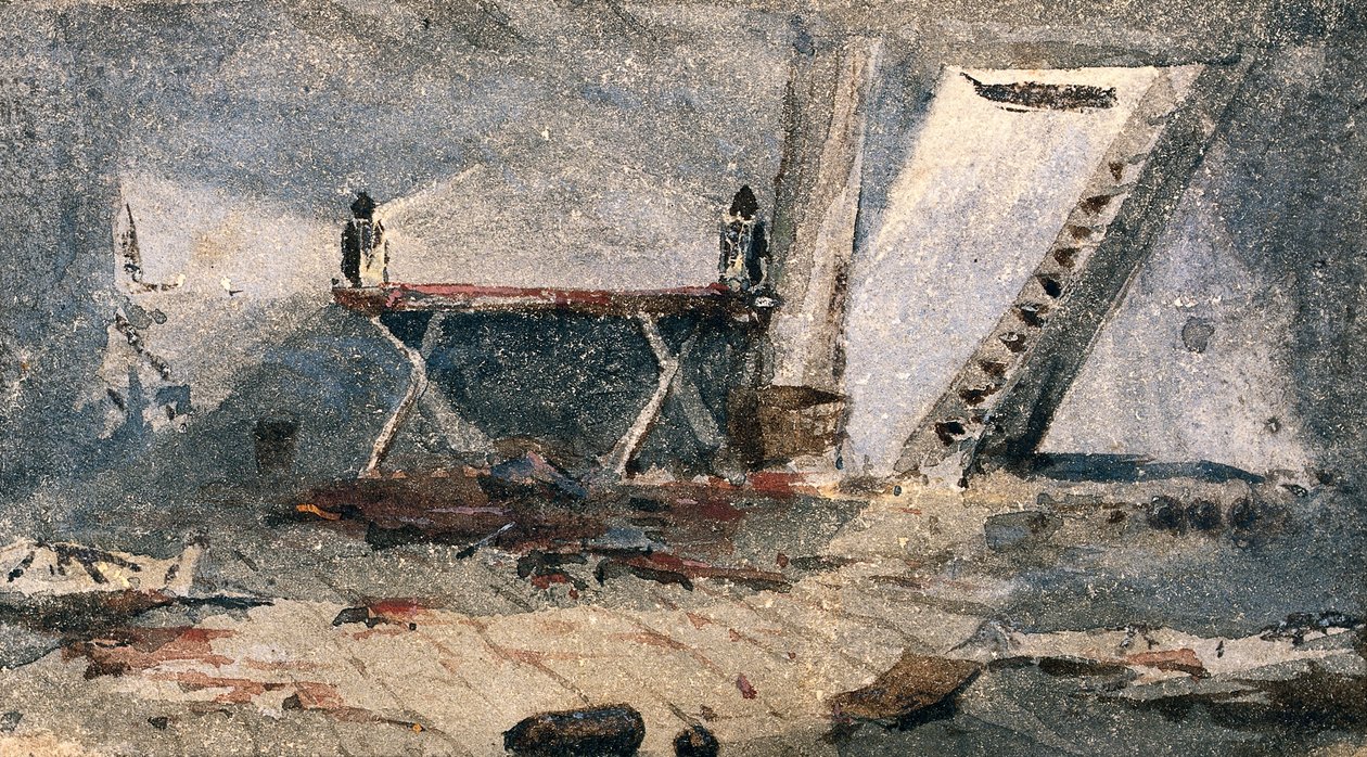 Cap-Haitien, Haiti: a HMS Bulldog műtétje. Akvarell alkotó: Edward Lawton Moss