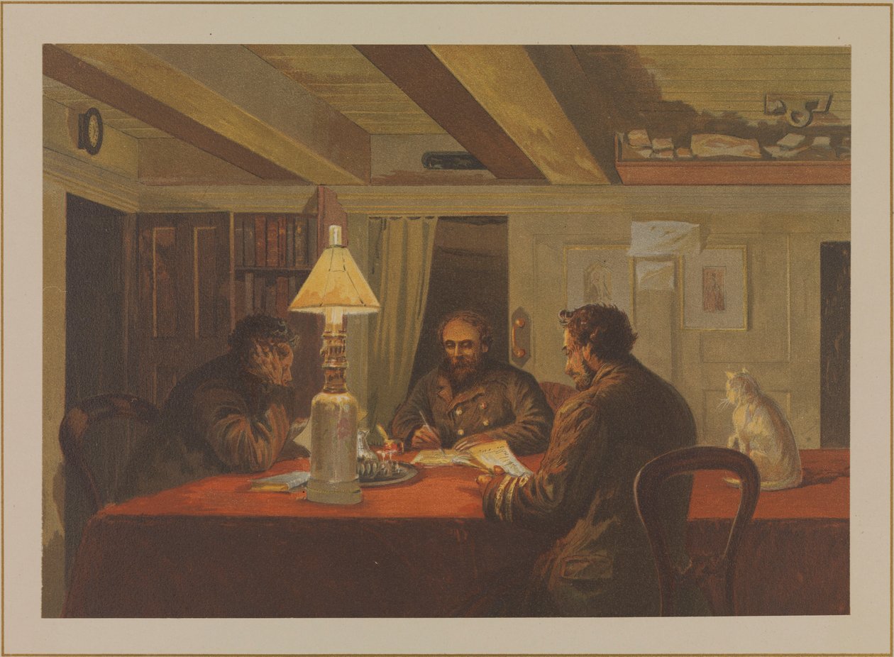 Sarki vázlatok: HMS "Alert" (1856) téli szállásai - a kórteremben. alkotó: Edward Lawton Moss