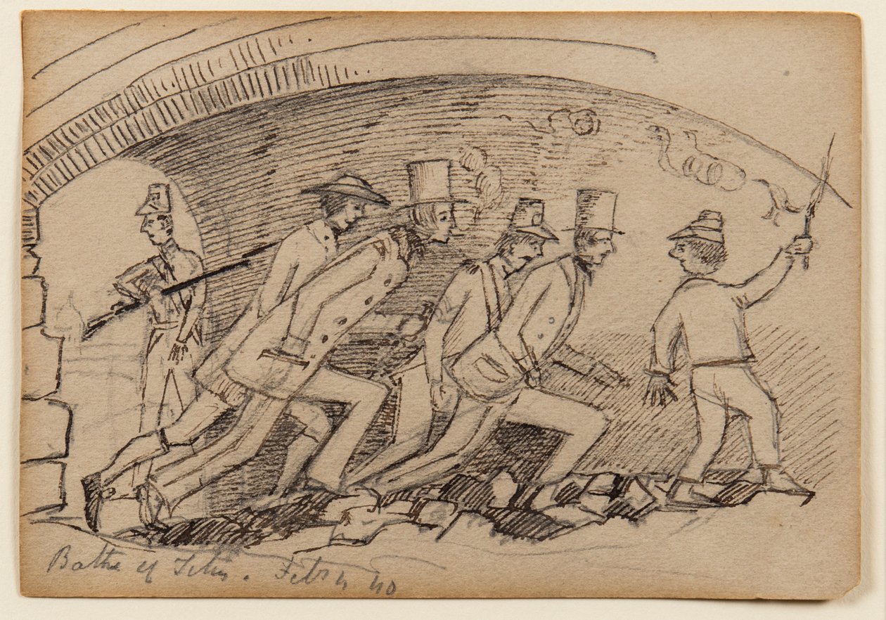 Titus fürdője, 1840 (ceruza, toll és tinta papíron) alkotó: Edward Lear