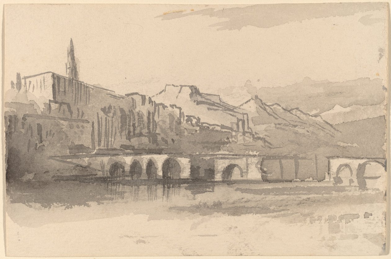 Híd hegyekkel a távoli Ventimiglia, 18841885. alkotó: Edward Lear