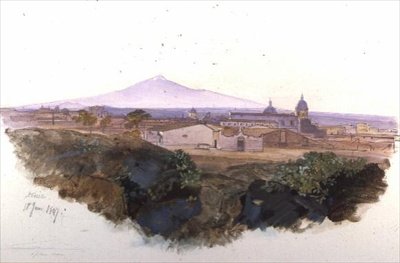 Catania: 1847 (toll, tinta és gouache) alkotó: Edward Lear