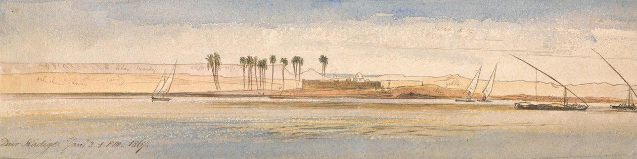 Deir Kadige, 1867. január 2., 13:00 óra. alkotó: Edward Lear